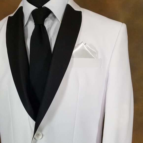 New - Men's 2 PT White Satin Pre-Folded Pocket Square Insert - Picture 8 of 8